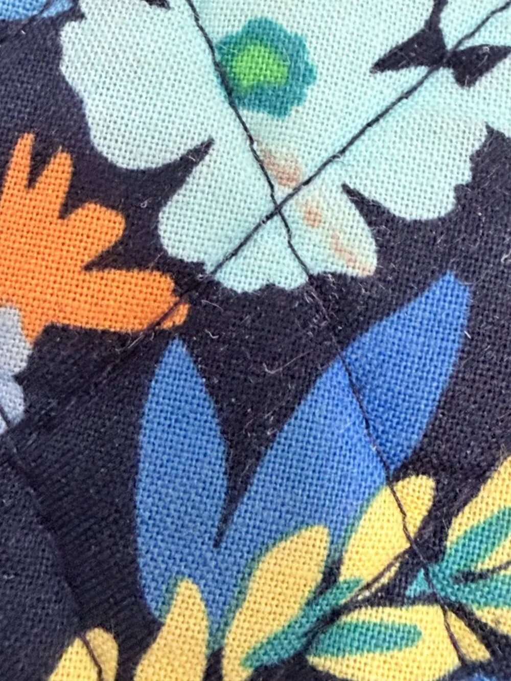 Vera Bradley Midnight Blues Floral Quilted Wristlet Pencil Case Cosmetic Pouch